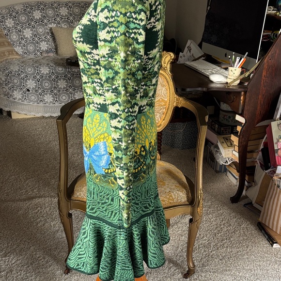 Designer Mary Katrantzou Green and Blue Patterned Dress - reversible , see pics - Picture 8 of 15